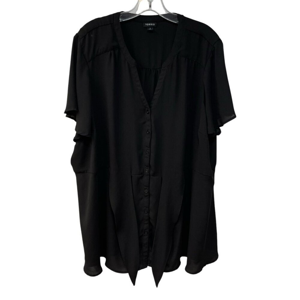 Torrid Georgette Tie-Front Flutter Sleeve Blouse … - image 2